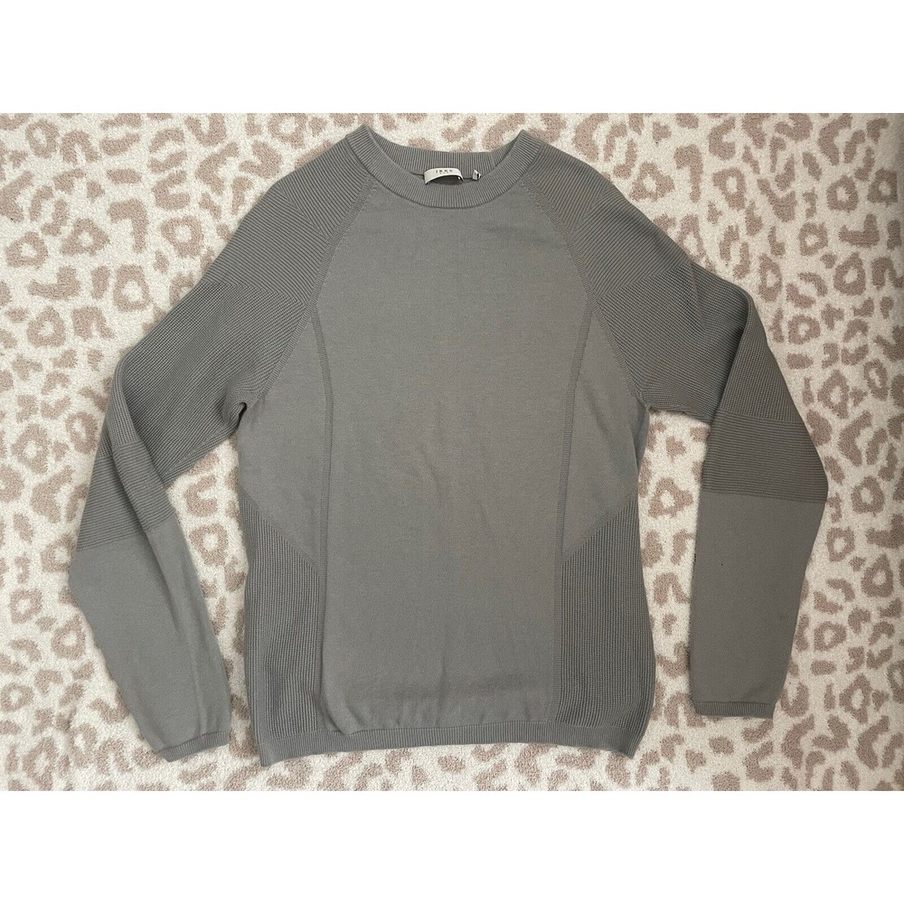 IKKS Men L Cotton Sweater 3D‎ Knit Seamless Textured Base layer Gray Fitted